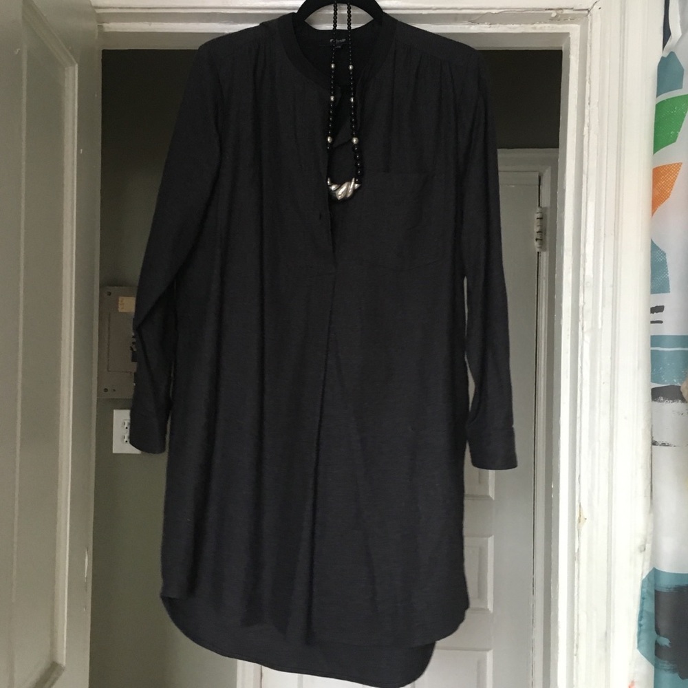 Gunmetal grey wool and cotton dress (L) - LIKE NEW